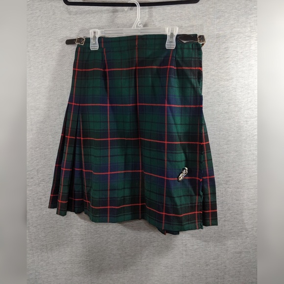 Vintage Dresses & Skirts - Vtg Green Tartan Kilted Skirt